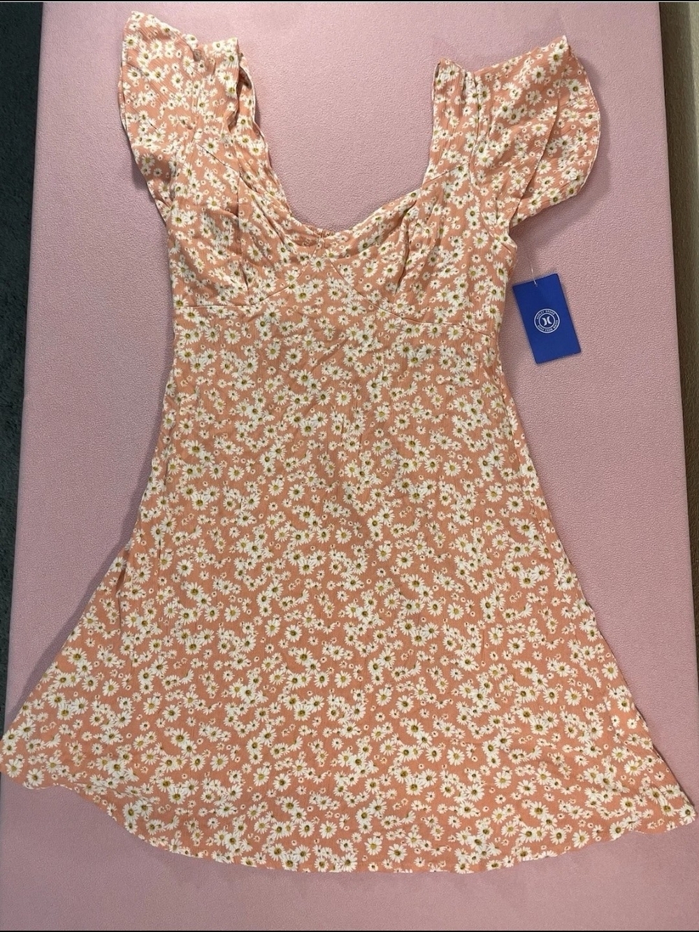 Hurley Peach and White Daisy Print Dress